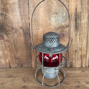 Antique New York Central Railroad Lantern with Red Globe