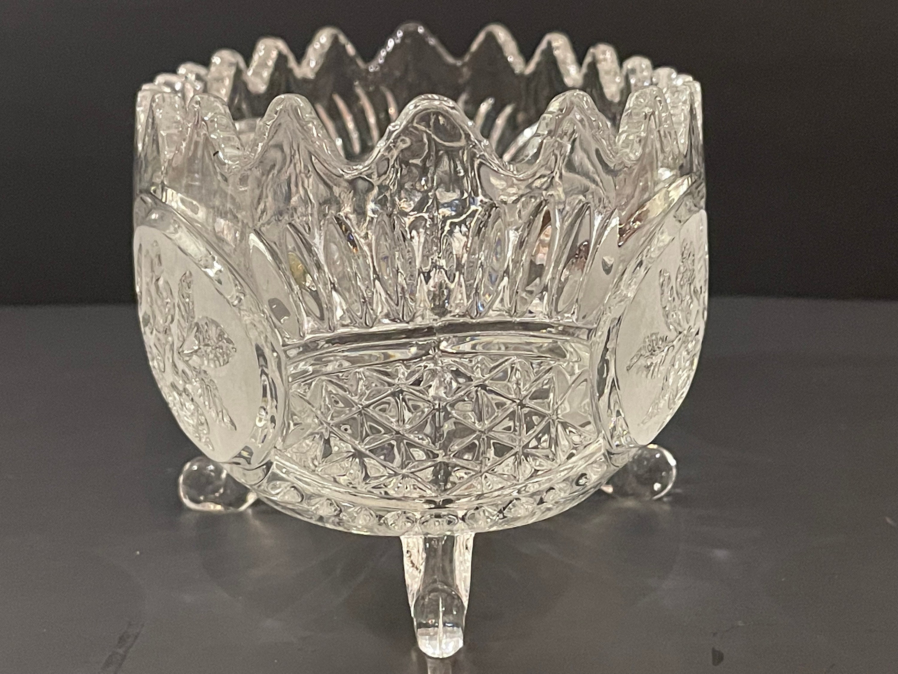 Oval Lead Crystal Fruit Bowl Etsy