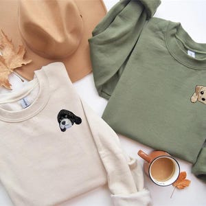 Custom Dog Face Embroidered Sweatshirt, Custom Pet Hoodie, Cat Sweatshirt, Unique Gifts For Dog Lovers, Personalized Dog Embroidery