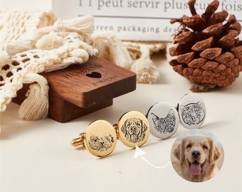 Personalization Pet Cufflinks, Personalized Souvenir Cufflinks,Engraved Gift Boxes Available,Gift For Husband, Wedding Gift