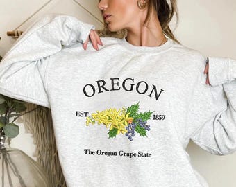 Sweat à capuche brodé Oregon Grape State, sweat-shirt vintage Oregon EST 1859, sweat à capuche unisexe botanique State
