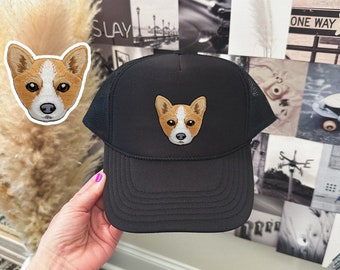 Custom Embroidered Pet Hat Personalized Pet Cap Using Your Pet Cat Photo Dad Hat Adjustable Leather Strap