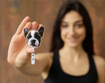 Pet Portrait Badge Reel, Custom Photo Badge Reel, Personalized Dog face, Name Badge, Nurse Badge Reel, Stethoscope Tag