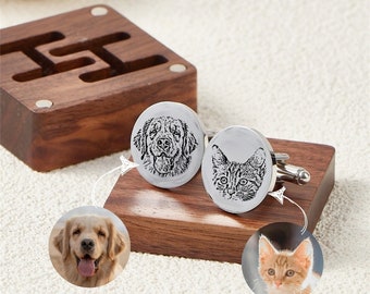 Custom Pet Cufflinks, Personalized Souvenir Cufflinks,Engraved Gift Boxes Available,Gift For Husband, Personalized Wedding Gift For Him