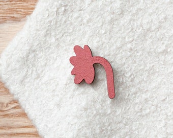 Broche en bois minimaliste faite à la main / broche fleurie / épingle florale