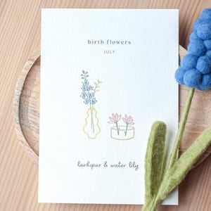 Impressions de fleurs de naissance, cartes postales de fleurs de naissance, design minimaliste, illustration de fleurs de naissance