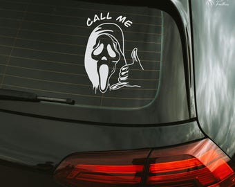 Spooky Ghostface Horror Movie Vinyl Decal – Call Me Sticker, Gift for Horror Fans