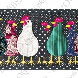 Chicken Appliqué Table Runner Sewing Pattern: Beginner-Friendly (PDF Download)