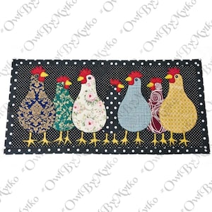Chicken Appliqué Table Runner Sewing Pattern: Beginner-Friendly (PDF Download)