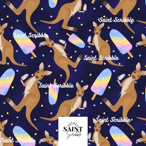 Seamless Digital File - Aussie Kangaroo Ice Cream Design