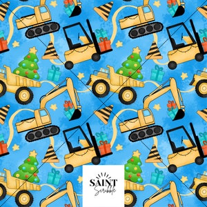 Seamless Digital File - Christmas Construction Blue