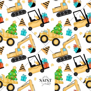 Seamless Digital File - Christmas Construction white
