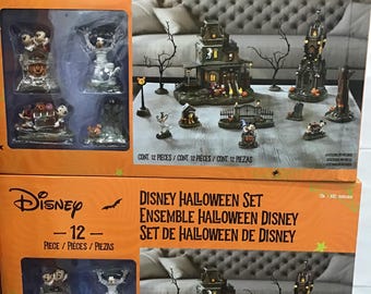 Disney Mickey Mouse Halloween Set Village House 12 Pieces BRAND