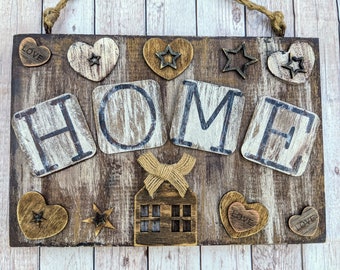 Home Wooden Rustic Country Hanging Sign