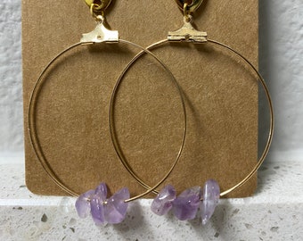 Gold hoop earrings with crystals