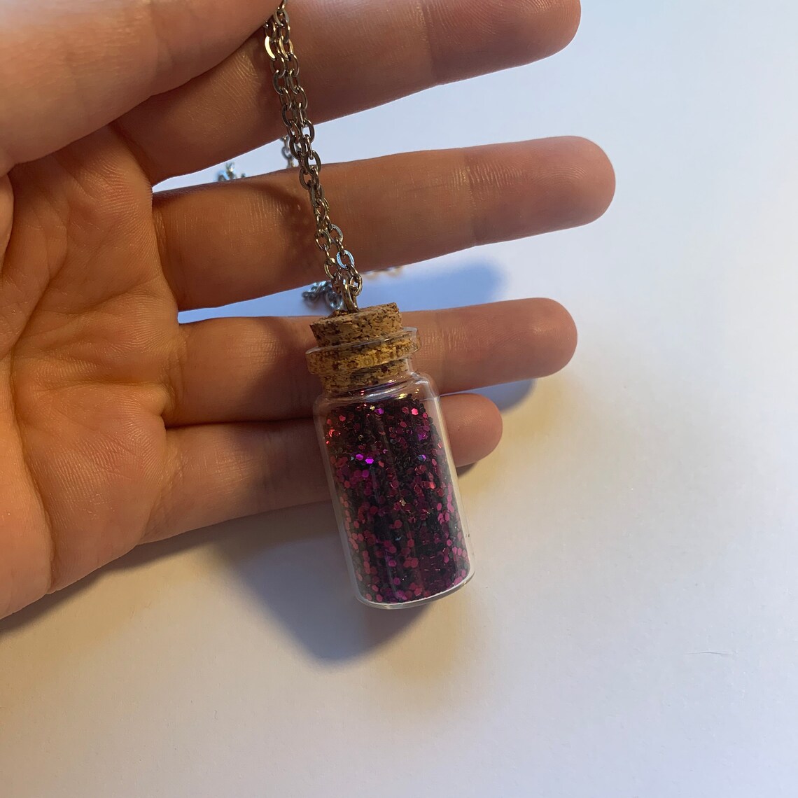 Customizable Glitter Bottle Necklace Multiple Colors Handmade Etsy