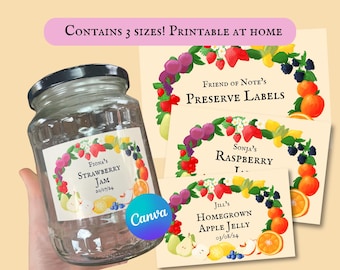 Etiquetas de mermelada para frascos, editables e imprimibles. Etiquetas de conservación para organizar la cocina y regalar.