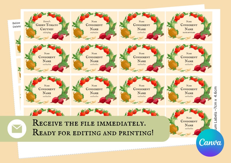 Relish Labels for Jars Editable and Printable Chutney Labels for ...