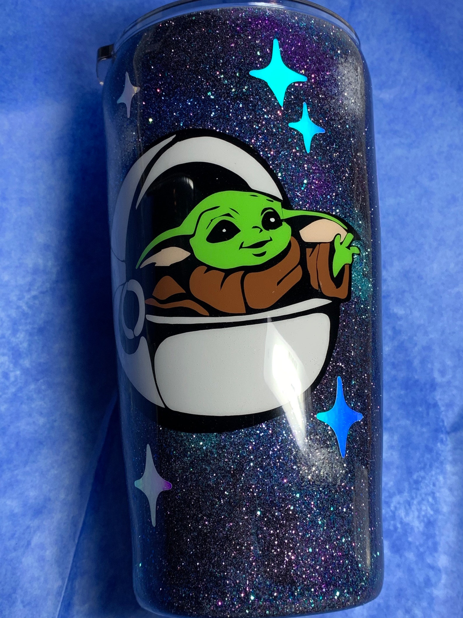 20oz Baby Yoda Glitter Tumbler Etsy