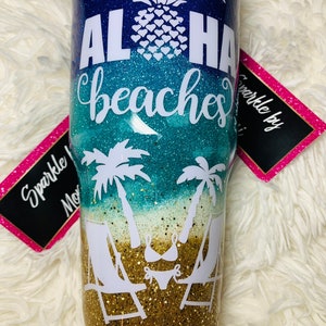 Beach glitter tumbler 30oz