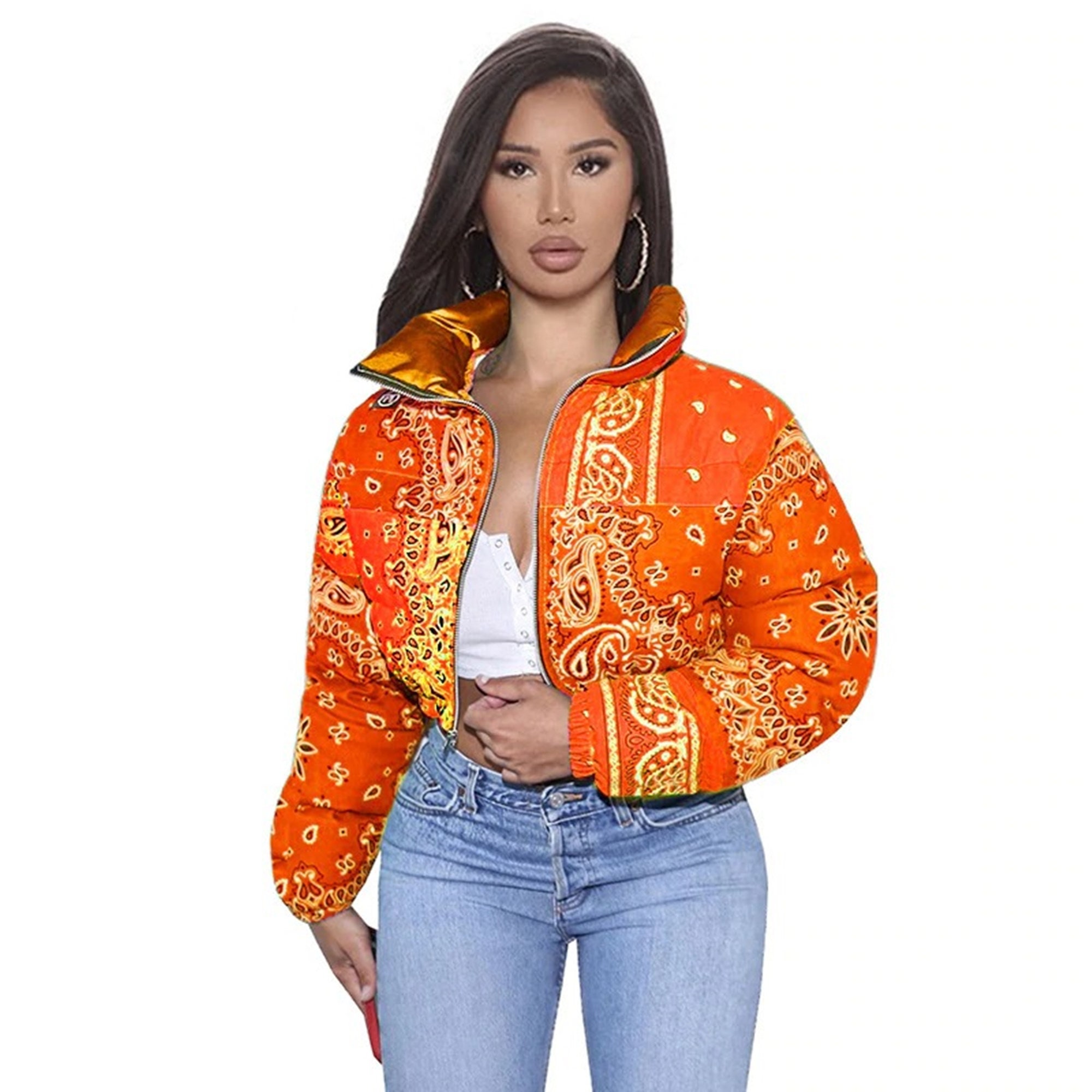 New Bandana Coat Paisley Printed Bubble Jackets For Women 2020 Etsy