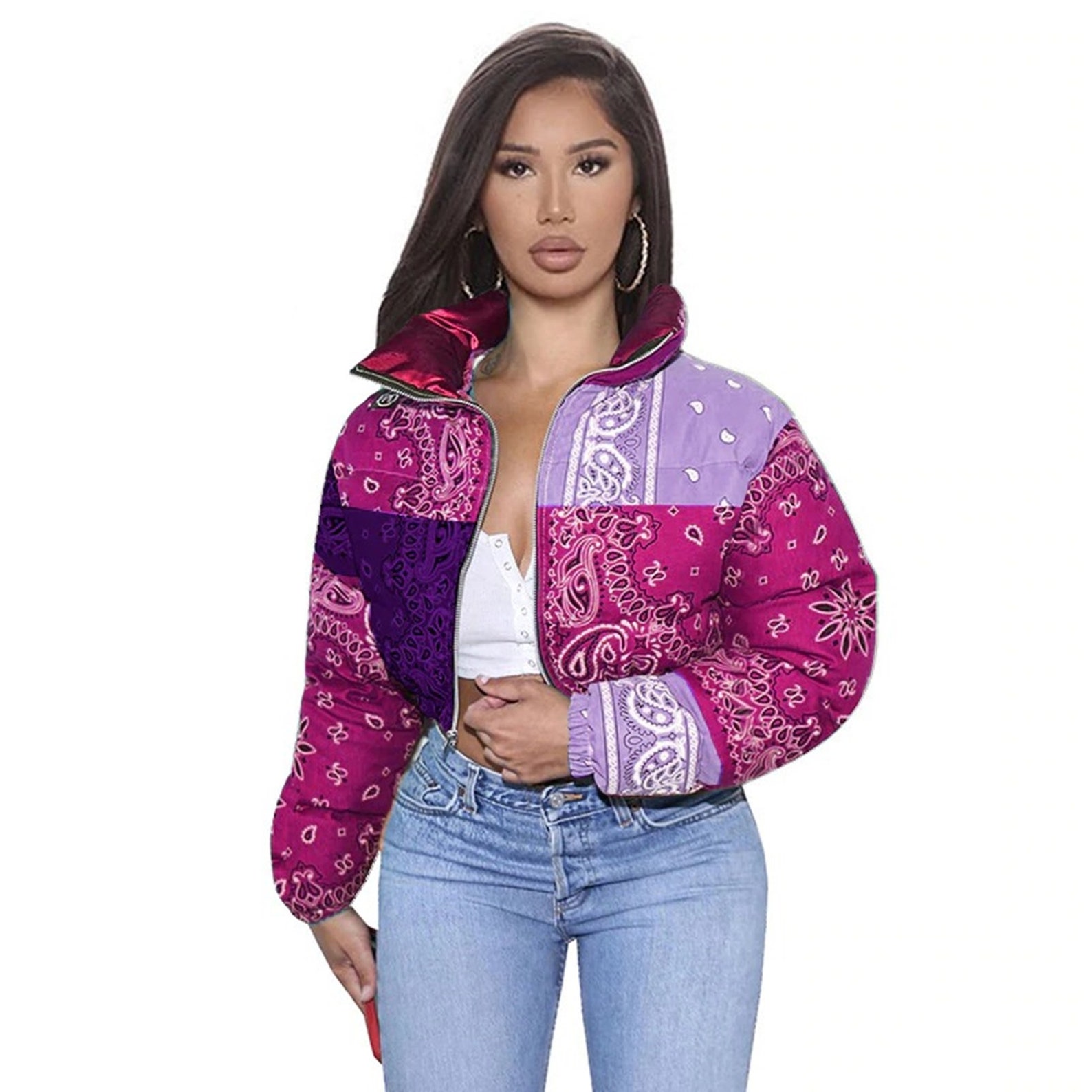 New Bandana Coat Paisley Printed Bubble Jackets For Women 2020 Etsy