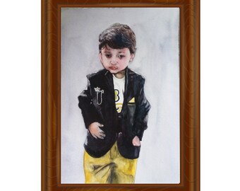 Painting of a boy,watercolour painting,wall hanging,art decor,wall decoration,