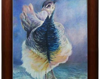 Acrylic on canvas, peahen,wall hanging,art decor,wall decoration,