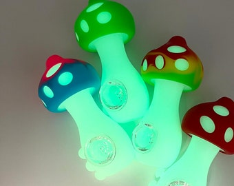 Glow in the Dark Mushroom Pipe, Silicone Pipe, Bowl for Smoking, Tobacco Bowl Pipe, Glass Pipes, Girly Pipes, Spoon Pipes,Tobacco Pipe