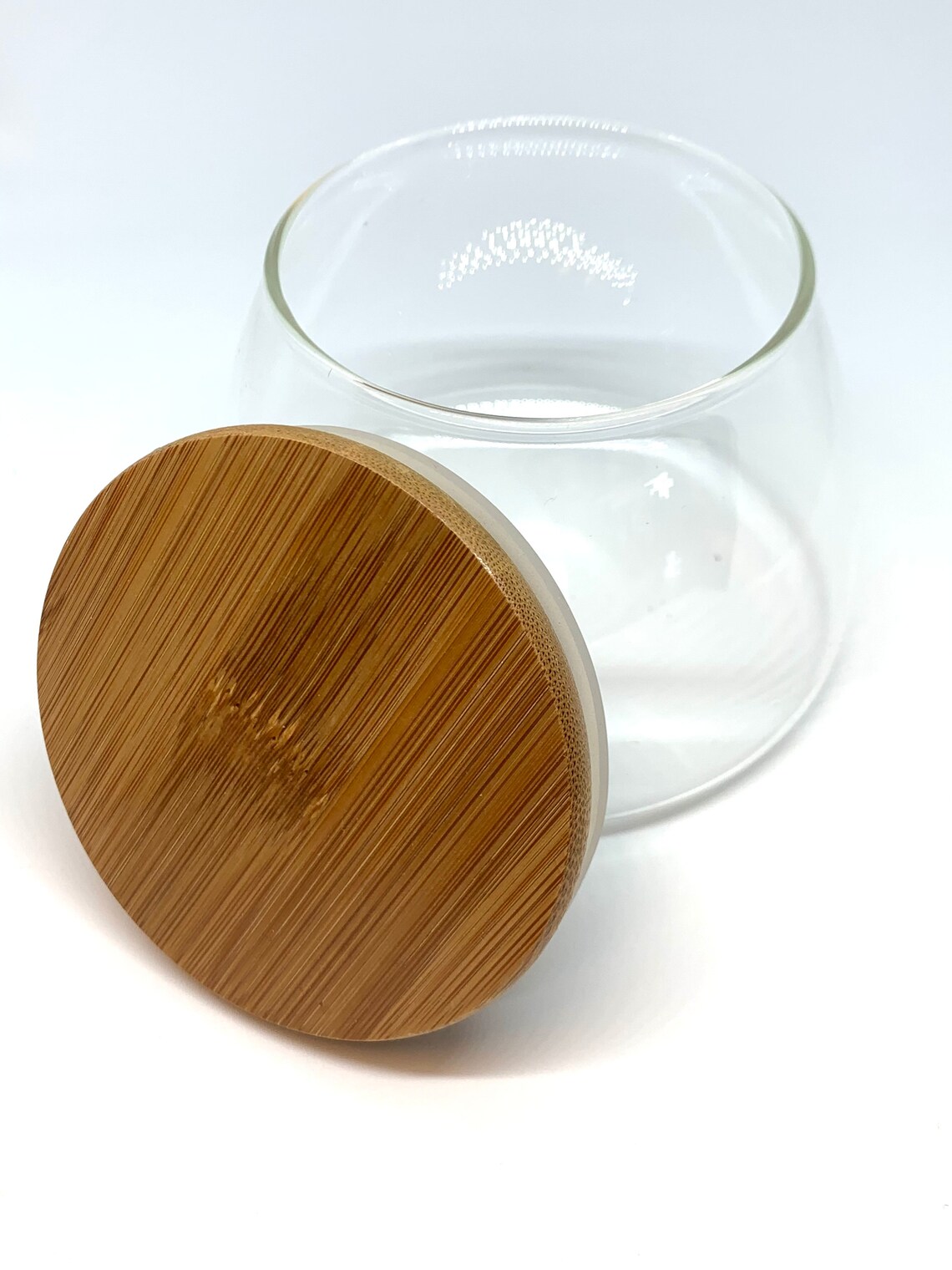 Storage Jars Glass Jars Bamboo Lid Glass Jars 16oz Wood Lid Etsy