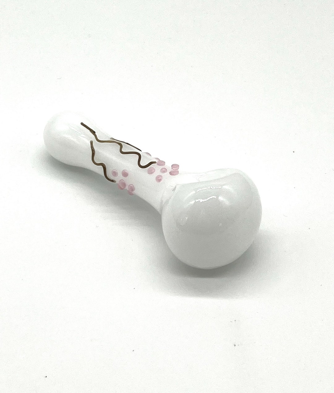 Pink Flowered Hand Pipe, Glass Spoon Pipe, Bowls for Smoking, Glass