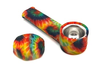 Glow in the Dark Tie-Dye Pipe, Replacement Screens for Silicone Pipes, Silicone Pipe with Lid, Bowls for Smoking, Girly Pipes, Tobacco Bowl