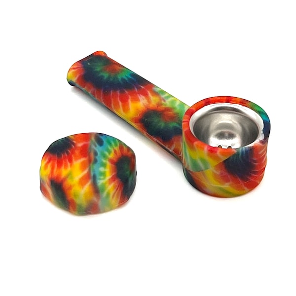Glow in the Dark Tie-Dye Pipe, Replacement Screens for Silicone Pipes, Silicone Pipe with Lid, Bowls for Smoking, Girly Pipes, Tobacco Bowl