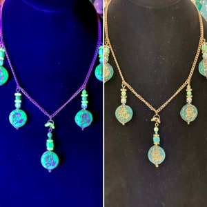 Flower Coin Uranium Glass Necklace