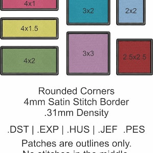 Vierkante en rechthoekige patchborduurranden met satijnstiksel