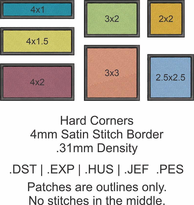 Square and Rectangle Patch Embroidery Borders With Satin Stitching - Etsy