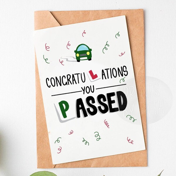 DIGITAL PRINT Passed Driving test greetings card