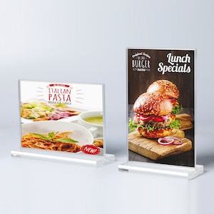 SIGN HOLDER【T-Shape】A5 Double Sided TableTop Menu Retail Sign Holder Ad Display Stands Hotel Menu Poster Fram CounterTop Display【FreePost】
