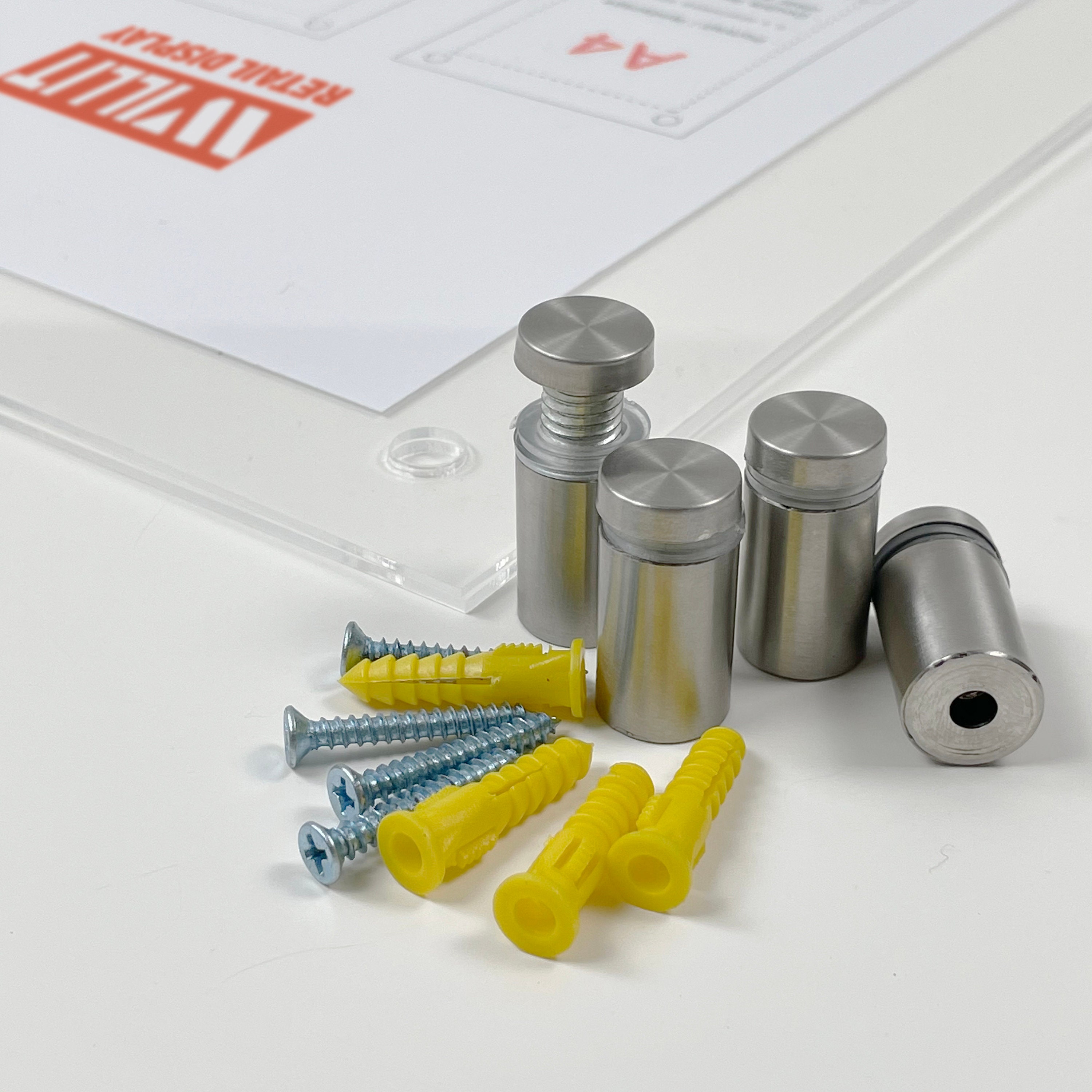 A6 Wall Mounted Advertising Acrylic Sign Holder With Standoffs Massive