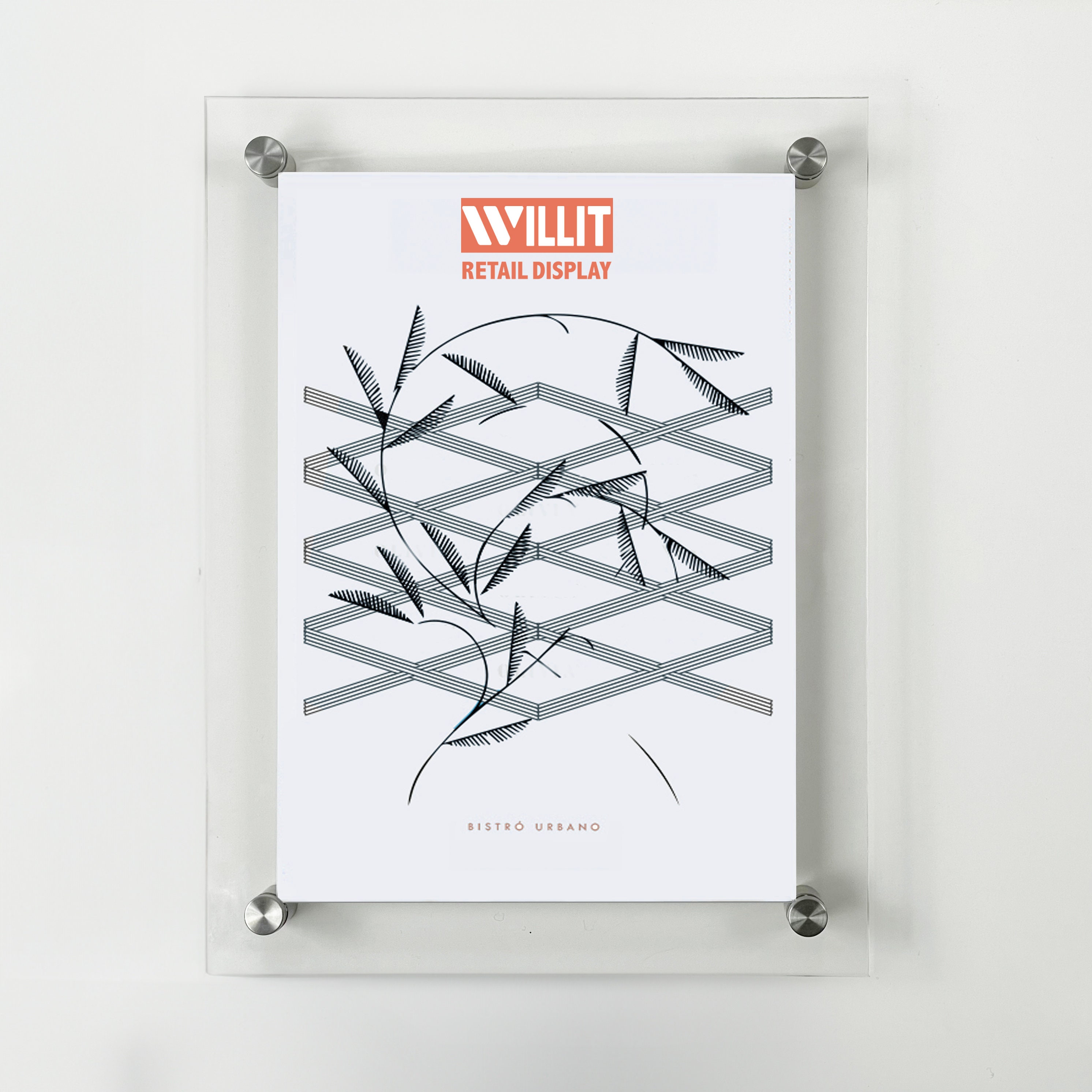 Wall Mount PHOTO FRAME 【 A1 】 with Standoffs, Clear Picture Frame, Retail Display Sign Holder, Poster Frame, Floating Photo Holder【FreePost】