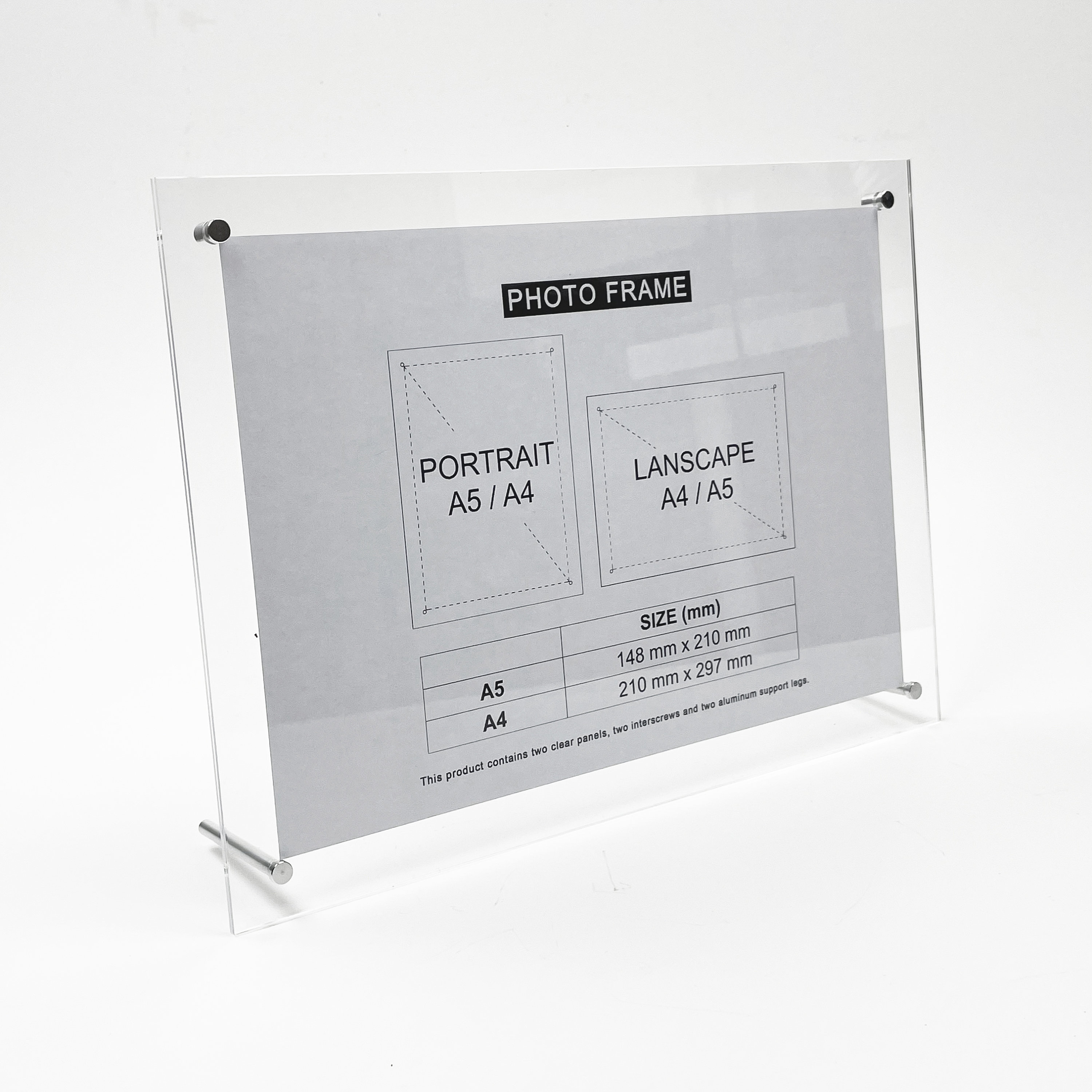 PHOTO FRAME 【freestanding】a3 A4 A5 A6 Mutiple Size Clear Acrylic Photo ...