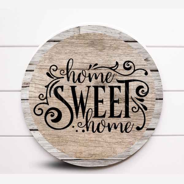 Wreath Sign, Round Home Sweet Home Floral Everyday Wreath Sign, Sugar Pepper Designs, Sign For Wreath, Door Decor