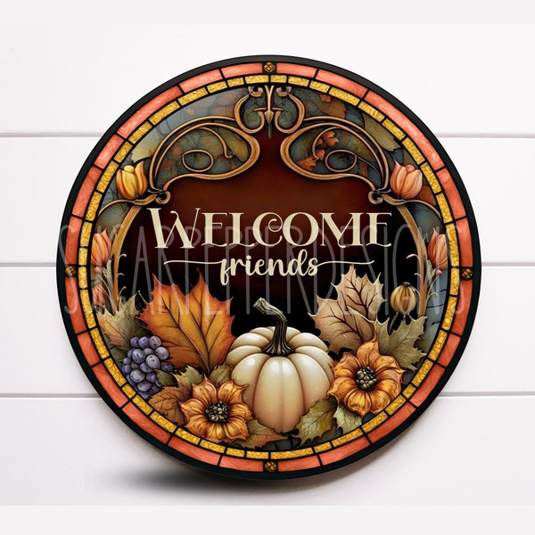 Wreath Sign, Welcome Friends Fall Pumpkin Wreath Sign, Fall Wreath Sign, Sugar Pepper Designs, Sign For Wreath, Thanksgiving Supplies