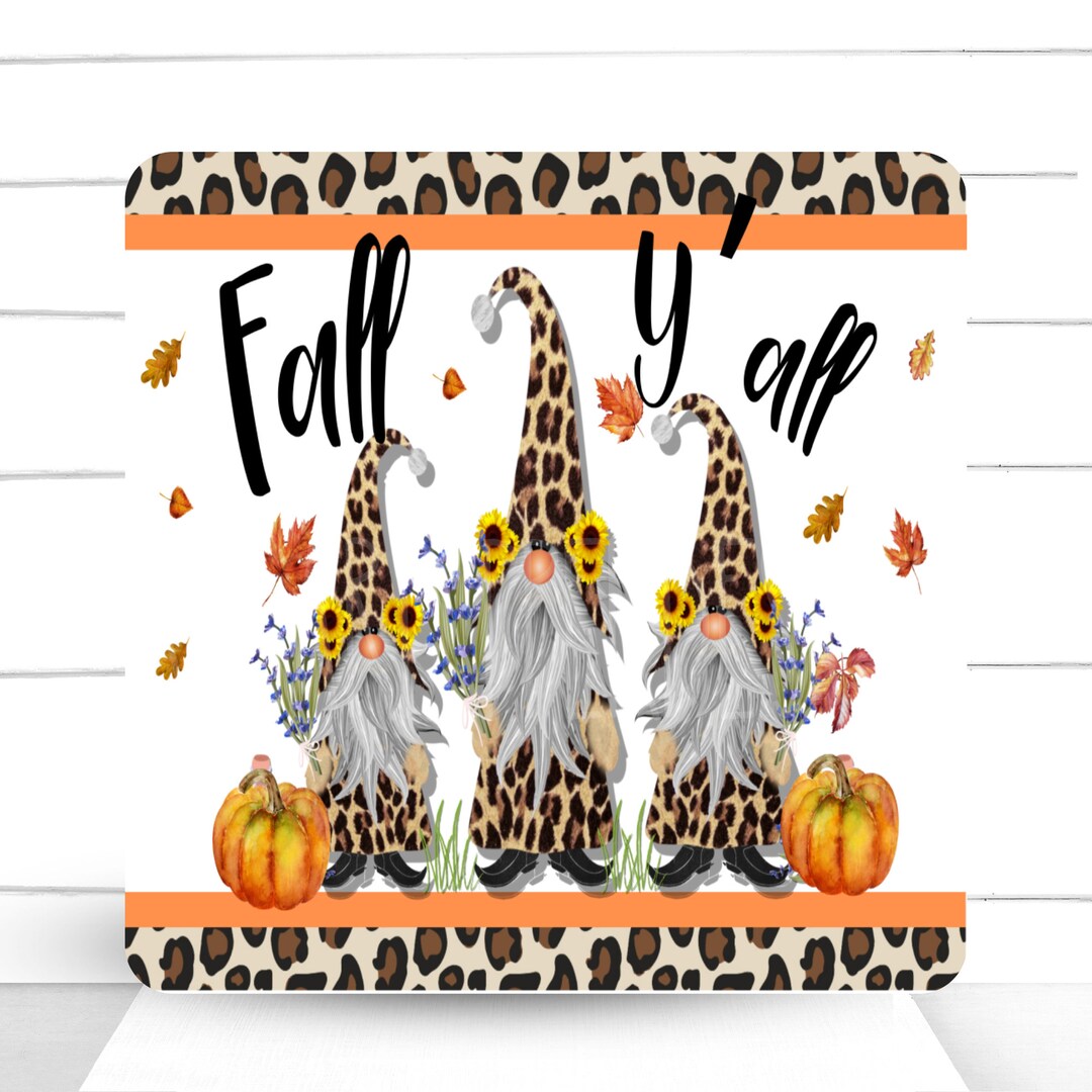 Wreath Sign Gnome Fall Wreath Sign Leopard Fall Yall Wreath - Etsy