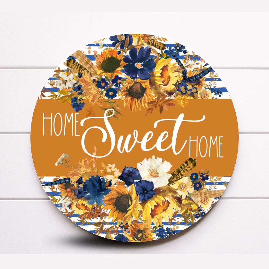 Wreath Sign, Home Sweet Home Wreath Sign, Round Wreath Sign, Sugar