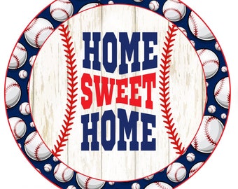 Home Sweet Home Baseball Sign Sign by Hard Working Mom Metal Wreath Sign