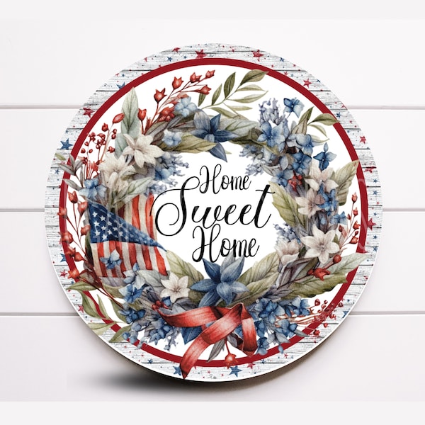 USA Marine Patriotic Round Wreath Sign, Veteran Wreath Sign, Patriotic Wreath Sign, Sugar Pepper Designs, Sign For Wreath, Door Decor