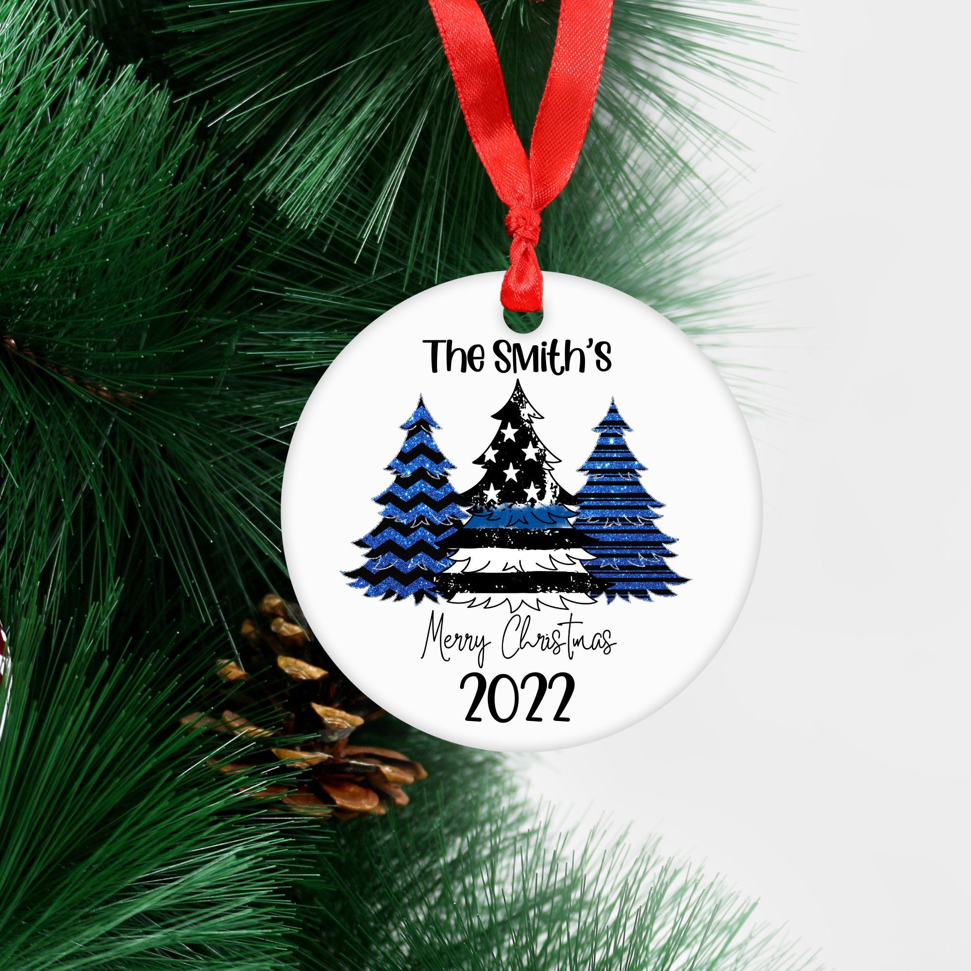 Personalized Gift, Personalized Police Officer Support, Police Officer Family Christmas Ornament, Support Police Ornament, SPD-2433