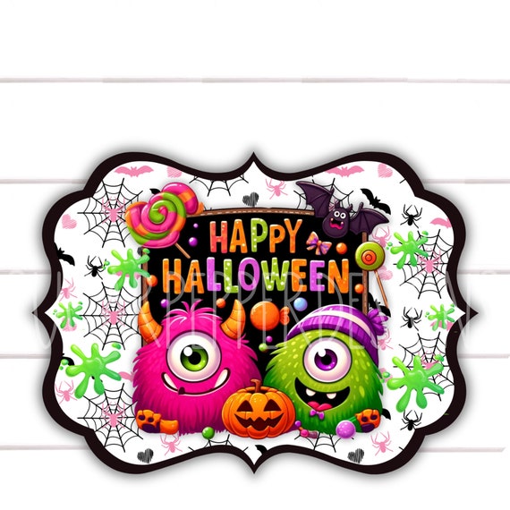 Whimsical Halloween Wreath Sign for Wreaths, One Eyed Monster Fancy Cut Door Decor, Signs For Wreath, Sugar Pepper Designs, SPD-1512