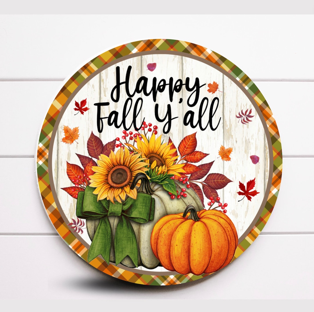 Fall Congratulations Sign Wreath Sign, Happy Fall Y’all Metal Wreath Sign, Pumpkin Wreath Sign ...